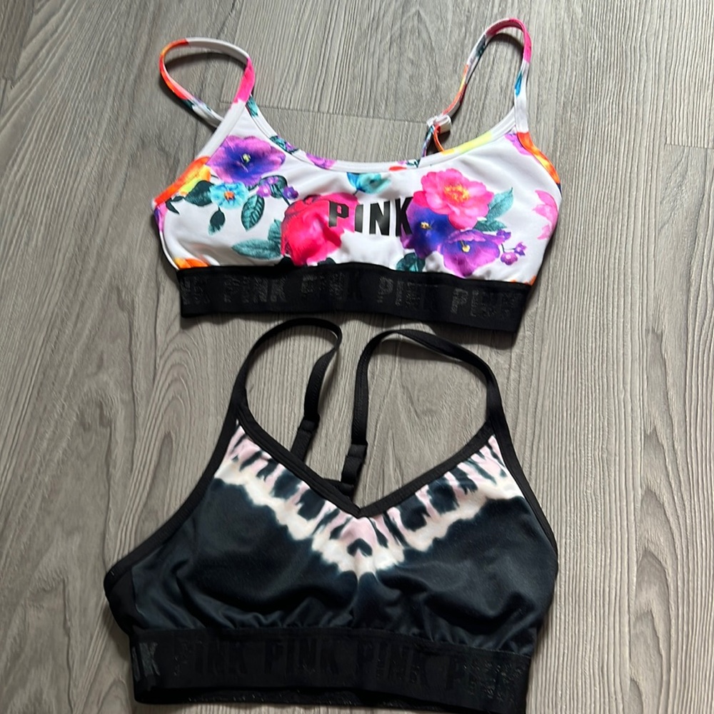 two PINK ultimate sports bras